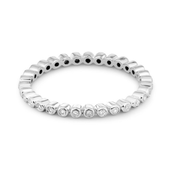 Stone and Strand White Gold White Diamond Bezel Eternity Band  - Size 6 - Picture 1 of 7